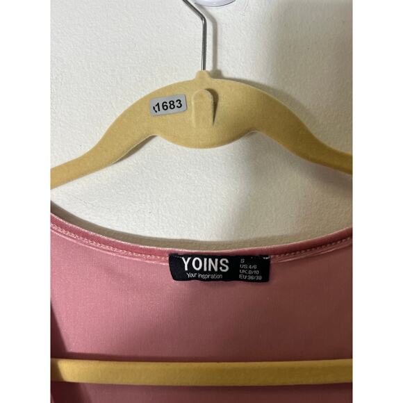 Yoins Pink Deep V Velour Long Sleeve Romper Sz S - Picture 3 of 3